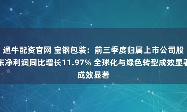 通牛配资官网 宝钢包装：前三季度归属上市公司股东净利润同比增长11.97% 全球化与绿色转型成效显著